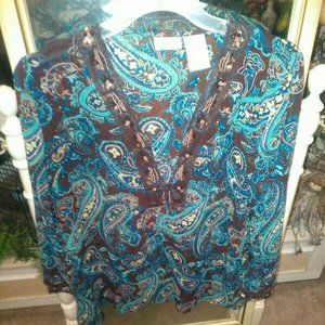 EUC White Stag Peasant Style Sz XL Blouse Top Shir